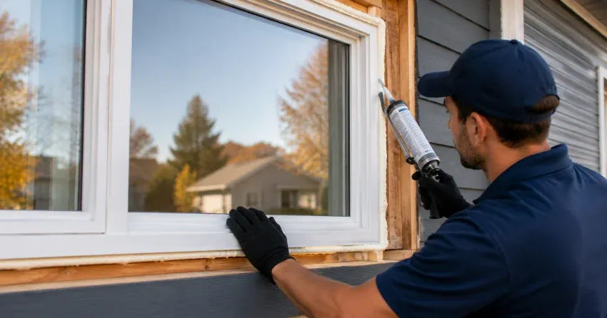 technician installing a new vinyl window in Welland