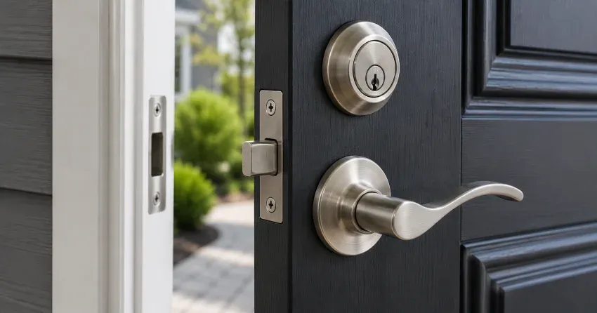 technician performing emergency door repair Central Welland, Welland at night