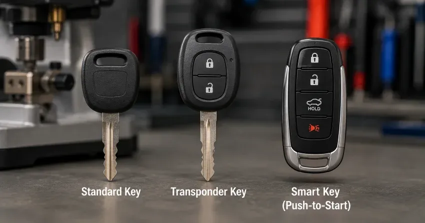 technician cutting a transponder ignition key in Welland