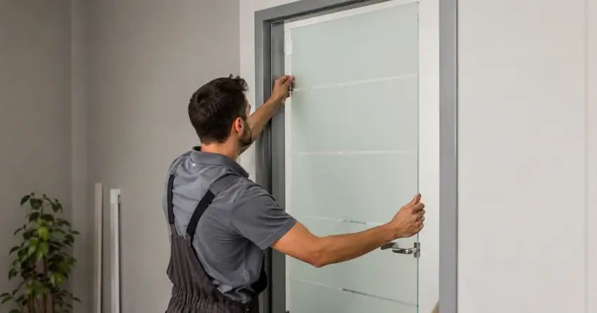 frosted glass interior door panel installation in Central Welland, Welland