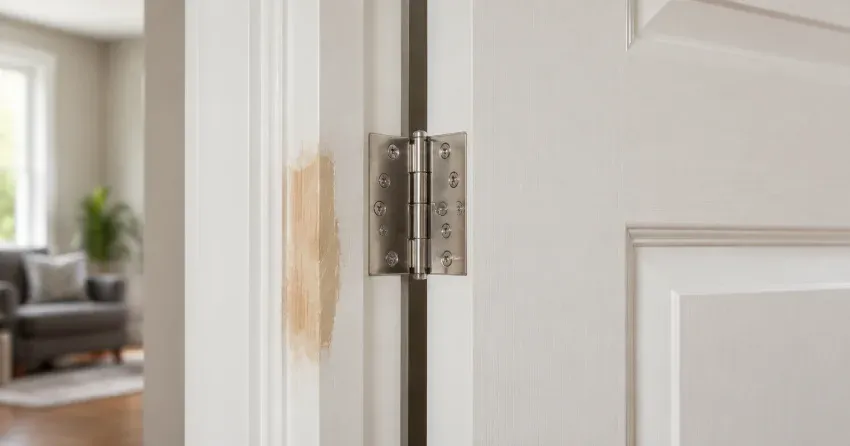 technician checking a warped door against a straightedge in Dain City, Welland