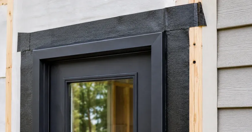 technician removing failed door flashing membrane in Niagara College Area, Welland